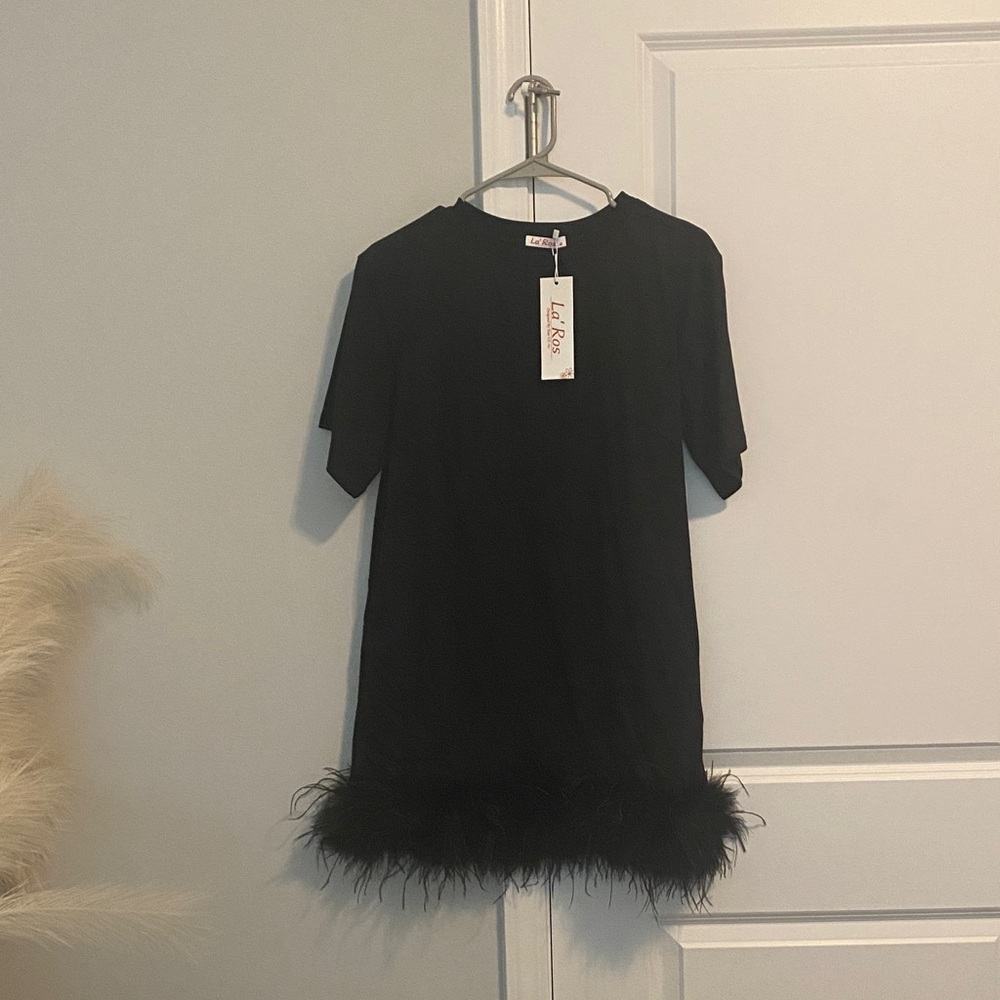 Elegant Black Feathered Women’s dress
